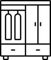 A black and white image of a wardrobe vector