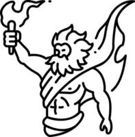 A cartoon image of a man holding a torch vector