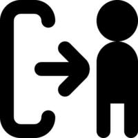 A black and white icon of a person with a arrow pointing to the right vector