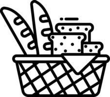 Basket of bread and bread loaf icon illustration vector