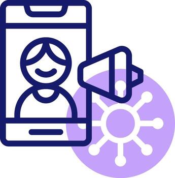 A phone with a person on it and a microphone icon vector