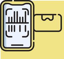 A phone with a card reader and a card in it vector