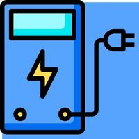 A blue battery charger with a lightning bolt on it vector