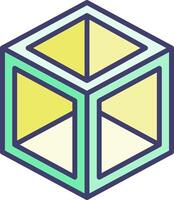 A cube with a yellow and green background vector