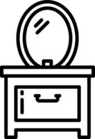 A black and white image of a dresser with a mirror vector