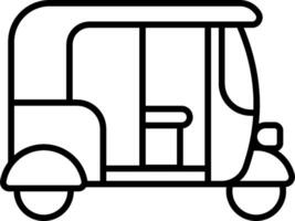 A tuk tuk is shown in a line drawing vector