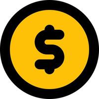 A yellow and black dollar sign icon vector