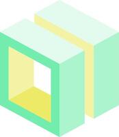 A green cube with yellow and green squares vector
