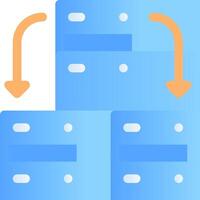 A blue and orange arrow pointing to a server vector