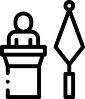 A black and white icon of a man in front of a podium vector