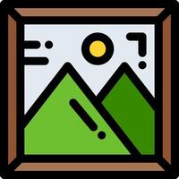 A picture of a mountain and a sun vector