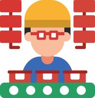 A man in a hard hat and glasses is sitting on a table vector