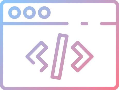 A colorful icon of a web page with a code symbol vector