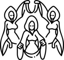 Three women in a circle with a man in the middle vector