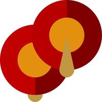 Two red and yellow chinese lanterns with a yellow dot vector