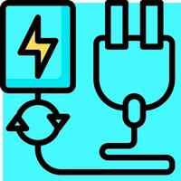 A plug and an electrical device connected to a power outlet vector