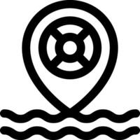 A black and white icon of a pin on a map vector