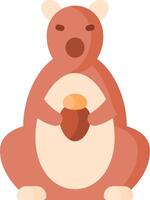A cartoon bear sitting on a white background holding an acorn vector