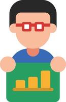 A man holding a chart with a bar graph on it vector
