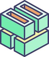 A green and orange brick icon vector