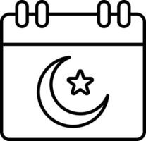 A calendar with a crescent and star vector