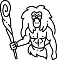 A cartoon character holding a stick vector