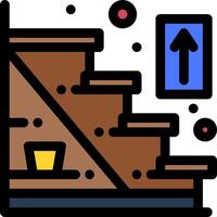 Stairs icon with a cup and a sign vector