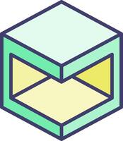 A cube with a yellow and green lid vector
