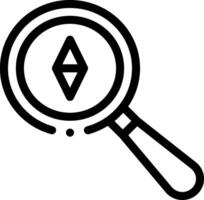 A magnifying glass with a symbol on it vector