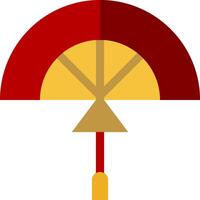 A red and yellow umbrella with a yellow handle vector