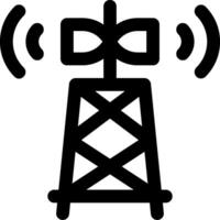 A black and white image of a tower with a radio antenna vector