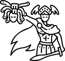 A cartoon character holding a sword and a shield vector