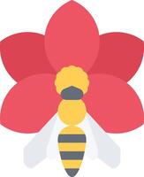 A bee with a flower on top of it vector