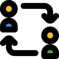 Two people are connected by a circle with arrows vector