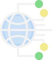 A globe with four different colored dots around it vector