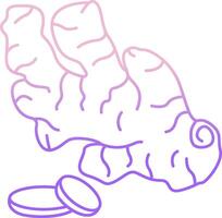 A drawing of a ginger root with a coin vector
