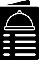 A black and white icon of a menu vector