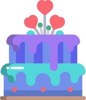 A blue cake with hearts on top vector