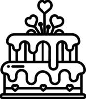 A black and white illustration of a cake with hearts vector