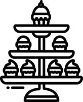 A black and white illustration of a cake stand vector