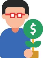 A man holding a dollar sign and a plant with a dollar sign vector