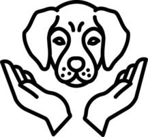 A black and white outline of a dog's head vector