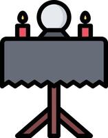 A table with candles and a crystal ball vector