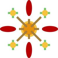A red and yellow star with four crosses on it vector