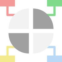 A white and gray circle with four different colored squares vector