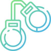 A pair of handcuffs with a green and blue outline vector