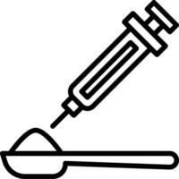 A syringe and spoon with a spoon in it vector