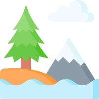 Lake and mountain with pine tree vector