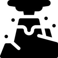 A black and white icon of a volcano vector