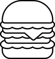 A hamburger is shown in a line drawing vector